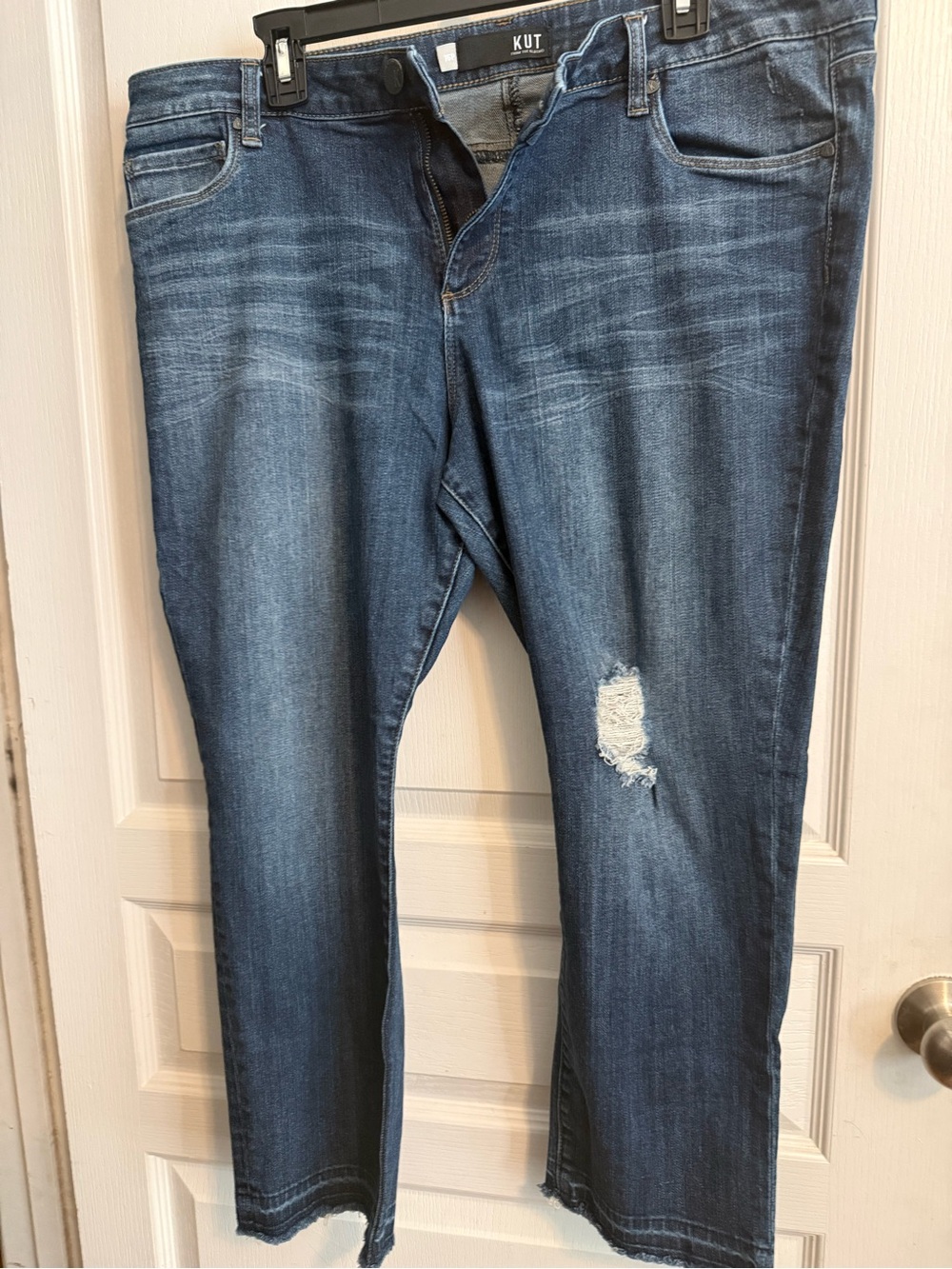 Kut from the Kloth Blue Slim Straight Distressed Jeans